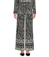 Chelsea & Violet Renee Printed Satin Flat Front Pants