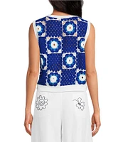 Chelsea & Violet Round Neckline Self Tie Sleeveless Raven Blouse