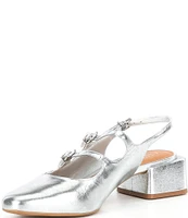 Chelsea & Violet Ruthie Metallic Leather Slingback Mary Janes