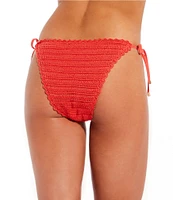 Chelsea & Violet Solid Crochet Classic Hipster Tie Side Swim Bottom