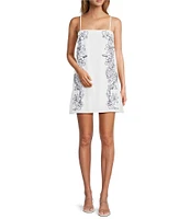 Chelsea & Violet Square Neckline Sleeveless Stitchwork Mini Jet Dress