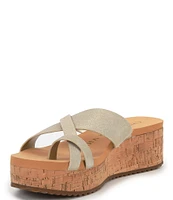 Chelsea & Violet Stella Three-Band Suede Wedge Sandals