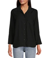 Chelsea & Violet Tencel Point Collar 3/4 Sleeve Shirttail Hem Button Front Patch Pocket Shirt