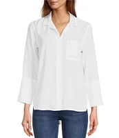 Chelsea & Violet Tencel Point Collar 3/4 Sleeve Shirttail Hem Button Front Patch Pocket Shirt