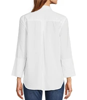 Chelsea & Violet Tencel Point Collar 3/4 Sleeve Shirttail Hem Button Front Patch Pocket Shirt