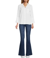 Chelsea & Violet Tencel Point Collar 3/4 Sleeve Shirttail Hem Button Front Patch Pocket Shirt