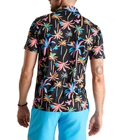 Chubbies Black Light Palm Tree Print Short Sleeve Performance Polo Shirt
