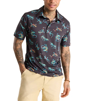 Chubbies Busy Lizard Short Sleeve Performance Polo Shirt
