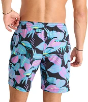Chubbies Flourescent Funk 7#double; Tropical Print Inseam Swim Trunks