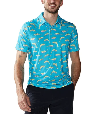 Chubbies Fly Dolphins Printed Short Sleeve Polo Shirt