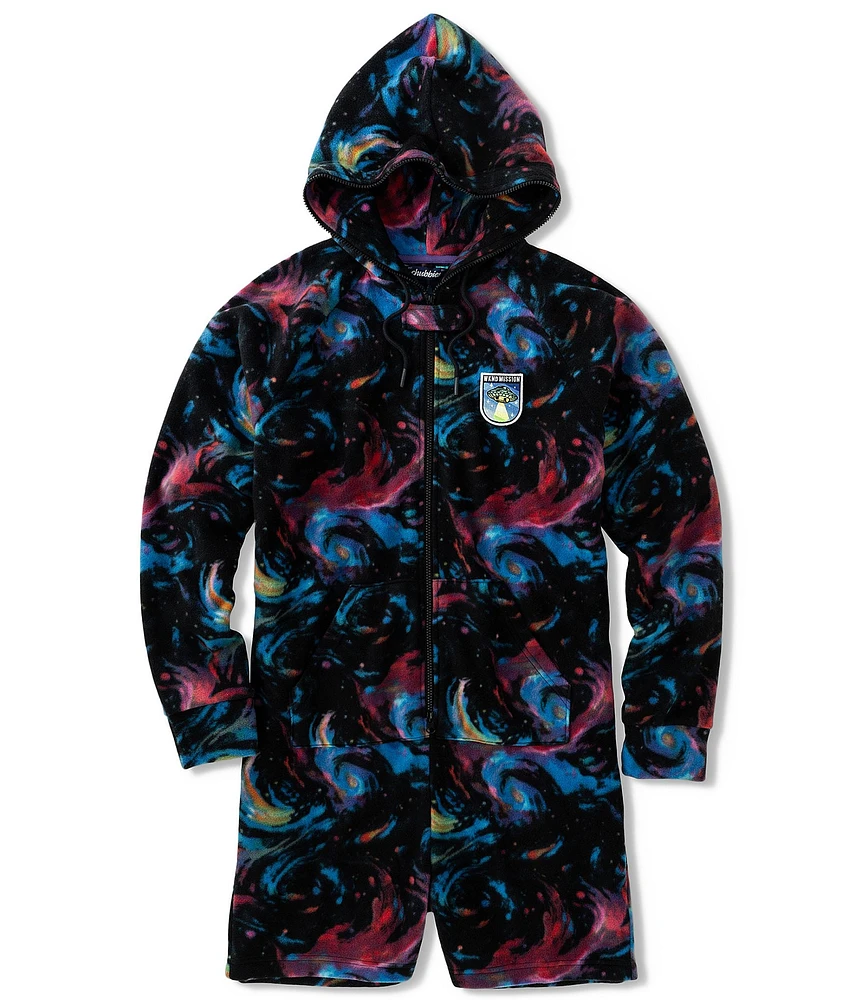 Chubbies Long Sleeve Galactic Odyssey Printed Fleece Hooded 5.5#double; Inseam Onesie