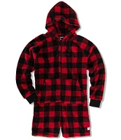 Chubbies Long Sleeve Lumberjack Buffalo Plaid Hooded Fleece 5.5#double; Inseam Onesie