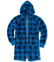 Chubbies Long Sleeve Mariners Buffalo Plaid Fleece Hooded 5.5#double; Inseam Onesie