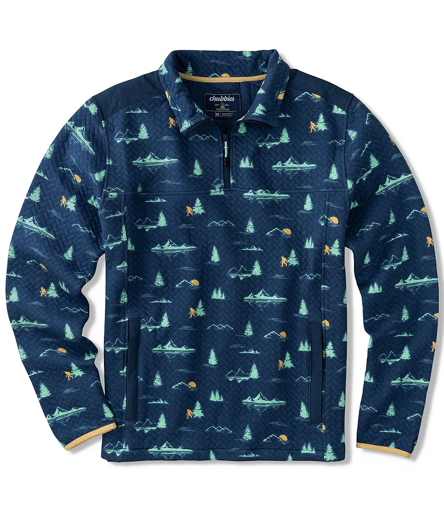 Chubbies Long Sleeve Sasquatch Textured-Pattern 1/4-Zip Pullover