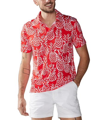 Chubbies Pineapple Print Short Sleeve Performance Polo Shirt