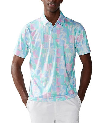 Chubbies Salty Palm Short Sleeve Printed Performance Polo Shirt