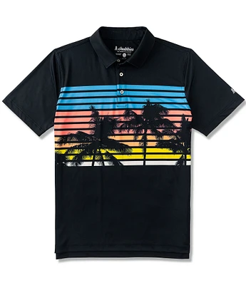 Chubbies Short Sleeve Twilight Palms Printed Performance Polo Shirt