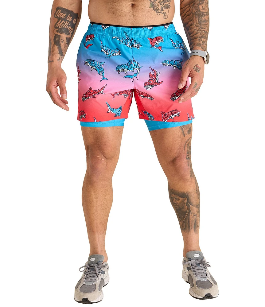 Chubbies Shred White And Blue Technical Performance 5.5#double; Shorts