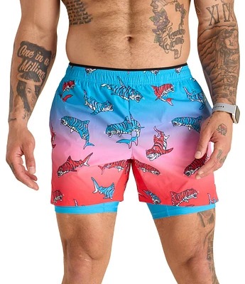 Chubbies Shred White And Blue Technical Performance 5.5#double; Shorts