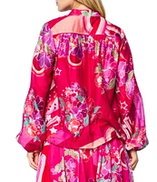CIEBON Coordinating Fatimah Floral Print Mandarin Neck Long Sleeve Blouse