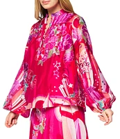 CIEBON Coordinating Fatimah Floral Print Mandarin Neck Long Sleeve Blouse