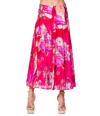 CIEBON Coordinating Pheona Floral Printed Pleated Midi Skirt