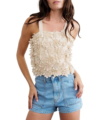 CIEBON Fabienne 3D Flower Square Neck Sleeveless Top