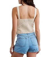 CIEBON Fabienne 3D Flower Square Neck Sleeveless Top