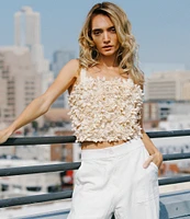 CIEBON Fabienne 3D Flower Square Neck Sleeveless Top