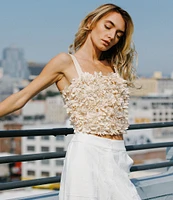 CIEBON Fabienne 3D Flower Square Neck Sleeveless Top