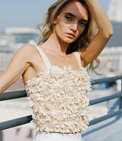CIEBON Fabienne 3D Flower Square Neck Sleeveless Top