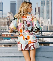 CIEBON Kaiya Printed Poplin Elastic High Waist Coordinating Shorts
