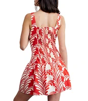 CIEBON Sade Printed High Square Neck Sleeveless Cotton Poplin Mini Dress