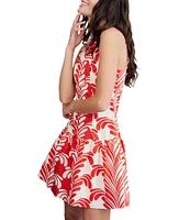 CIEBON Sade Printed High Square Neck Sleeveless Cotton Poplin Mini Dress