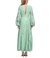 CIEBON Sarilla Crochet Effect V-Neck Long Sleeve Maxi Dress