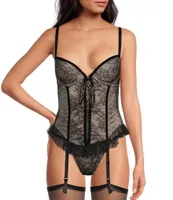 Cinema Etoile Amanda Dot Mesh Lace Push Up Bustier