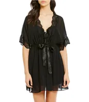 Cinema Etoile Chiffon & Lace Robe & Babydoll Set