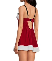 Cinema Etoile Molded Cup Velvet and Sherpa Santa Babydoll