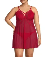 Cinema Etoile Plus Size Soft Cup Lace and Mesh Babydoll