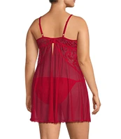 Cinema Etoile Plus Size Soft Cup Lace and Mesh Babydoll