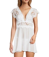 Cinema Etoile Soft Cup Cap Sleeve Eyelash Lace Babydoll