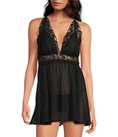Cinema Etoile Soft Cup Embroidered Halter Babydoll