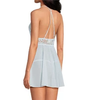 Cinema Etoile Soft Cup Halter Babydoll with Crochet Lace