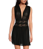 Cinema Etoile Soft Cup Pleated Mesh & Lace Babydoll