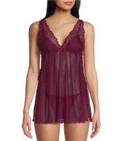 Cinema Etoile Solid Chiffon & Lace Open Side Babydoll