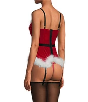 Cinema Etoile Velvet Santa Festive Feathered Bustier