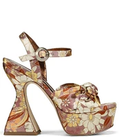 Circus NY by Sam Edelman Audrea Floral Satin Ankle Strap Platform Sandals