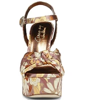 Circus NY by Sam Edelman Audrea Floral Satin Ankle Strap Platform Sandals