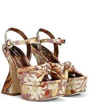 Circus NY by Sam Edelman Audrea Floral Satin Ankle Strap Platform Sandals