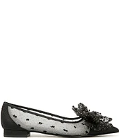 Circus NY by Sam Edelman Darcey Embellished Polka Dot Mesh Cap Toe Bow Detail Point Toe Ballet Flats